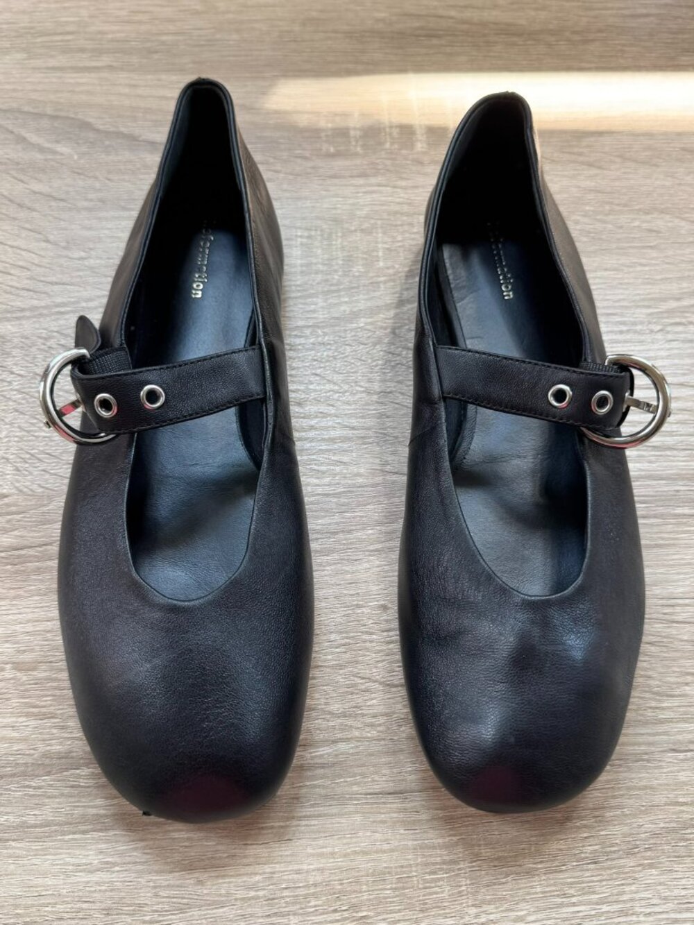 Reformation Bethany Ballet Flats Black Size 8